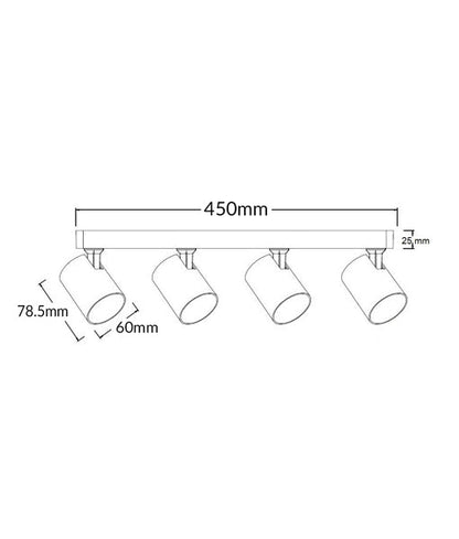 CLA Lighting SPOT-BAR4 dimensions diagram