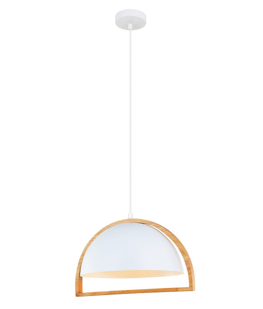 CLA Lighting SWING: Dome With Wood Frame Pendant Lights - White