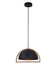 CLA Lighting SWING: Dome With Wood Frame Pendant Lights - Black