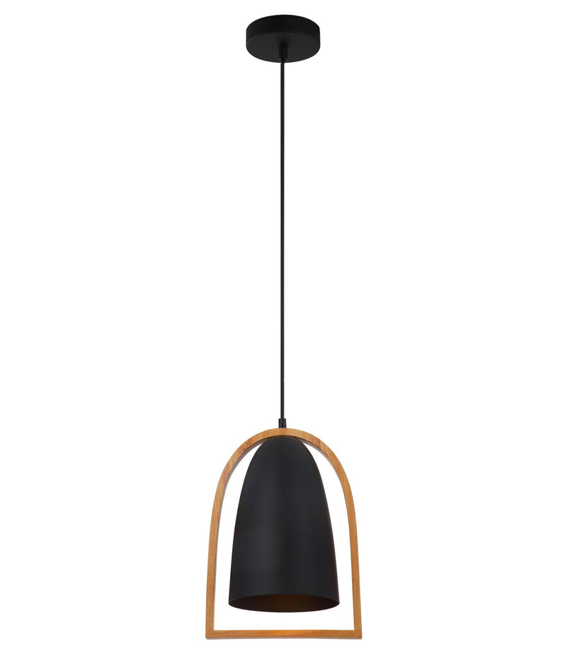CLA Lighting SWING: Ellipse with Wood Frame Pendant Lights - Black