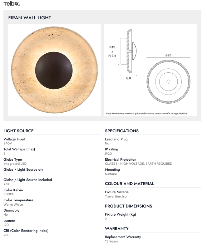 Telbix FIRAN WALL LIGHT