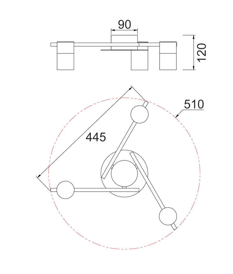 CLA Lighting TACHE 3 Lights dimensions diagram
