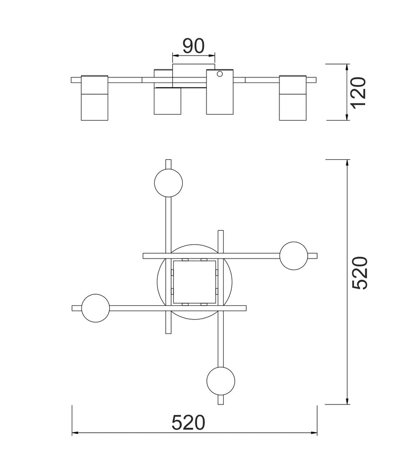 CLA Lighting TACHE 4 Lights dimensions diagram