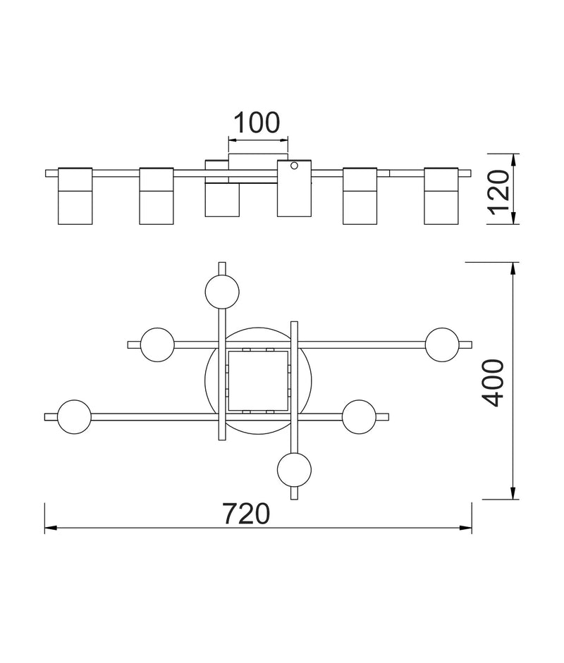 CLA Lighting TACHE 6 Lights dimensions diagram