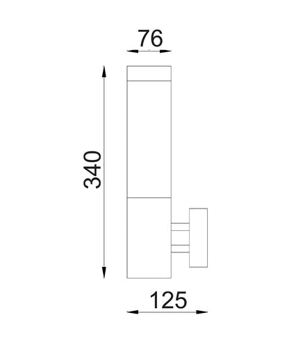 CLA Lighting TORRE: Exterior E27 Surface Mounted Wall Lights IP44 TORRE dimensions diagram