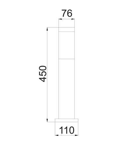 CLA Lighting TORRE 450mm bollard dimensions diagram