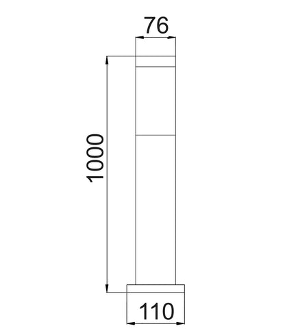 CLA Lighting TORRE 1000mm bollard dimensions diagram