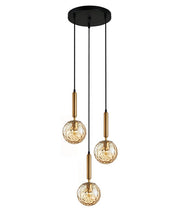 TRATTINO: Interior Bronze Amber / Smokey Black Spherical Glass Multiple Round Base Pendant Lights - Bronze Amber - CLA Lighting