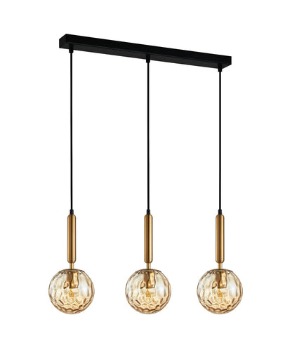 TRATTINO: Interior Bronze Amber / Smokey Black Spherical Glass Multiple Bar Base Pendant Lights - Bronze Amber - CLA Lighting