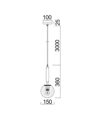 CLA Lighting TRATTINO single pendant dimensions diagram