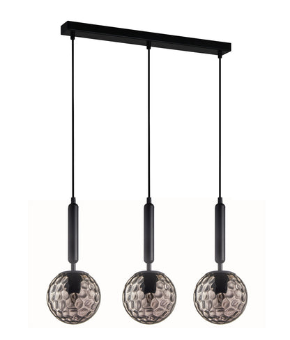 TRATTINO: Interior Bronze Amber / Smokey Black Spherical Glass Multiple Bar Base Pendant Lights - Smokey Black - CLA Lighting