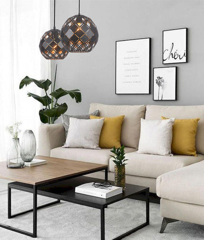 TUILE: Interior Large Embossed Tiled Iron Wine Glass Shape Pendant Lights application image - CLA Lighting