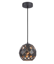 TUILE: Interior Small Embossed Tiled Iron Wine Glass Shape Pendant Lights - Matte Black - CLA Lighting
