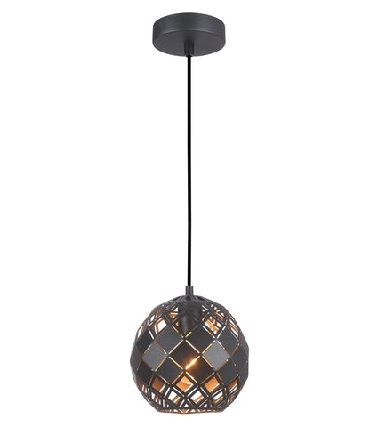 TUILE: Interior Small Embossed Tiled Iron Wine Glass Shape Pendant Lights - Matte Black - CLA Lighting