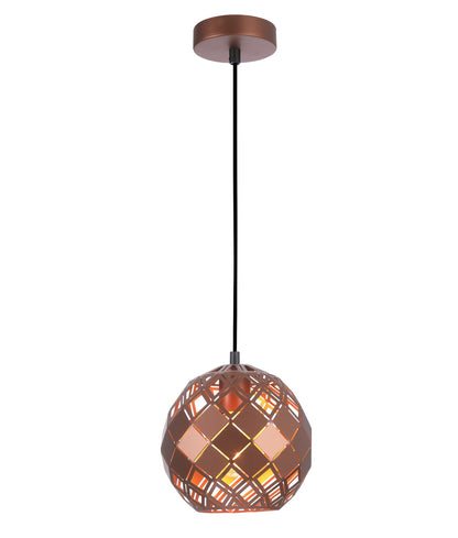 TUILE: Interior Small Embossed Tiled Iron Wine Glass Shape Pendant Lights - Coffee - CLA Lighting