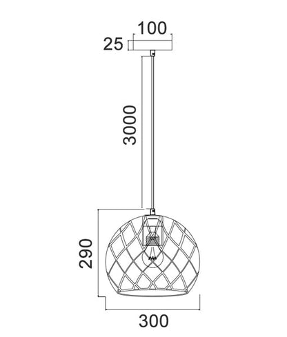 CLA Lighting TUILE large pendant light dimensions diagram