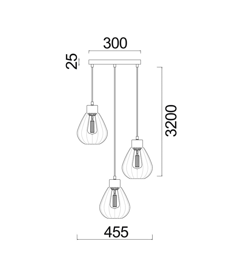 CLA Lighting TULIP multiple round base pendant light dimensions diagram