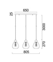 CLA Lighting TULIP multiple bar base pendant light dimensions diagram