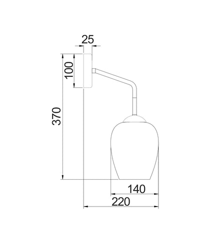 CLA Lighting VINUM: Interior Wine Glass Shape Wall Lights VINUM dimensions diagram