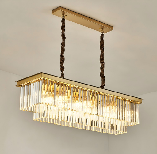Luxury Crystal Strip Chandelier Golden Ceiling Light Lamp LED CL-CSCGO