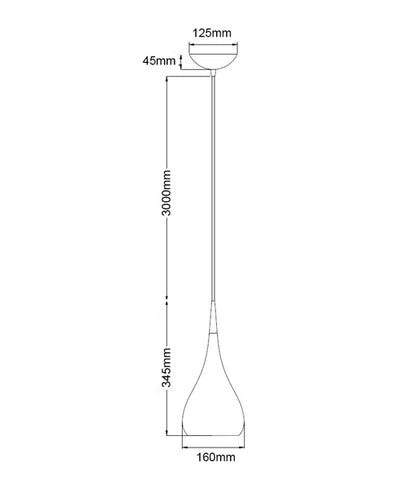 ZARA: Modern Bell Shape Pendant Lights dimensions diagram - CLA Lighting