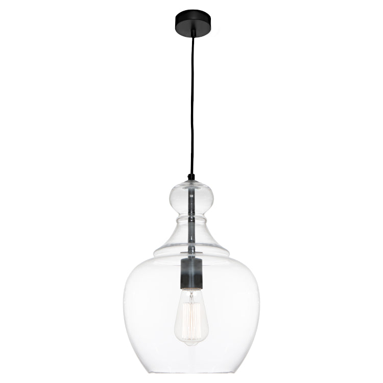 Cougar Lighting Bellac 1LT Pendant - Black / Clear Glass - BELL1PBLK - Cougar Lighting