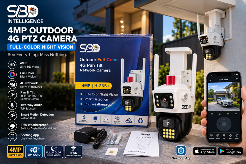 SBD 4MP Outdoor 4G PTZ Security Camera | Full Colour Night Vision | Smart Detection | IP66