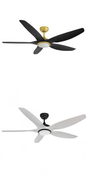 Aero 60'' DC Ceiling Fan with 3CCT LED Light & Remote Timer – Black / White