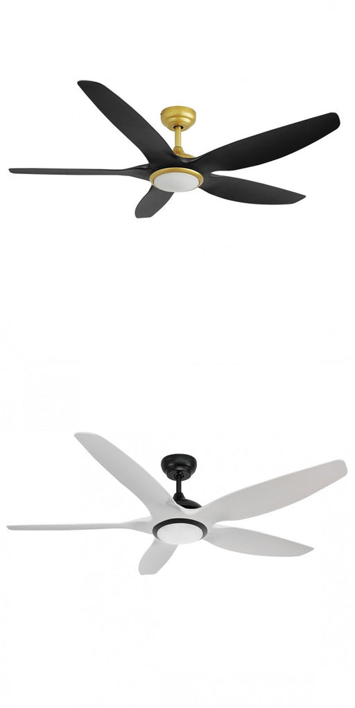 Aero 60'' DC Ceiling Fan with 3CCT LED Light & Remote Timer – Black / White