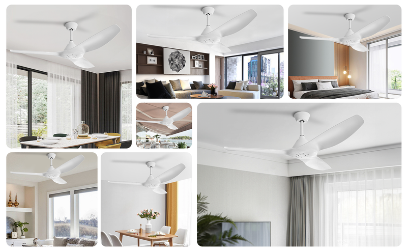 52'' Pure White Ceiling Fan Remote Reversible DC Motor Timer CF-5211