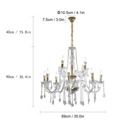 Amorette 12-Light Crystal Chandelier – 89cm – Gold Finish - image 6