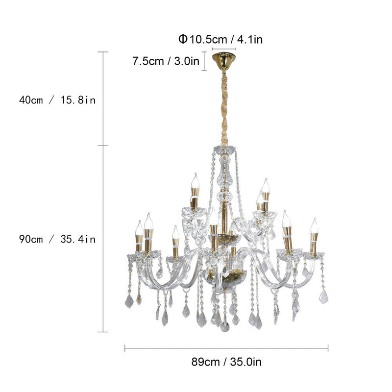 Amorette 12-Light Crystal Chandelier – 89cm – Gold Finish - image 6