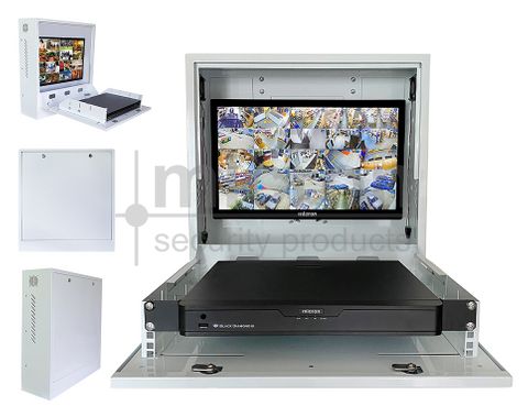 Micron Vertical Lockable Wall Mount Cabinet For NVR and Upto 24" Monitor. Supplied with Fan And PDU