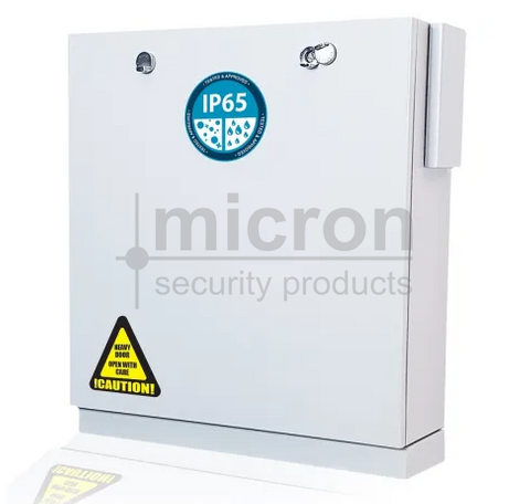 Micron Vertical Lockable IP65 Rated Wall Mount Cabinet For NVR and Upto 24" Monitor. Supplied with Fan And PDU