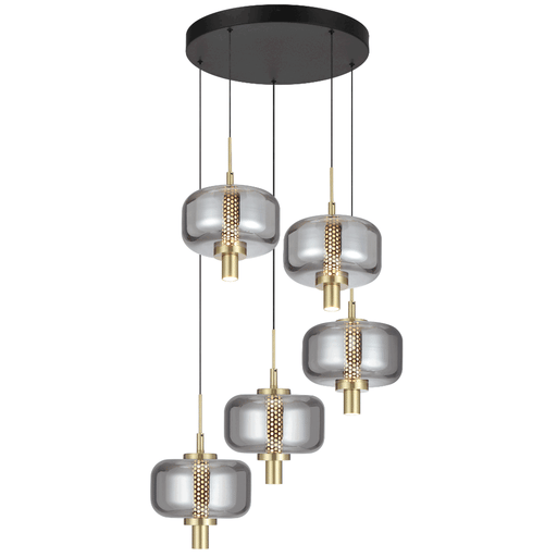 Telbix VOLEN 5 PENDANT LIGHT - Black / Smoke