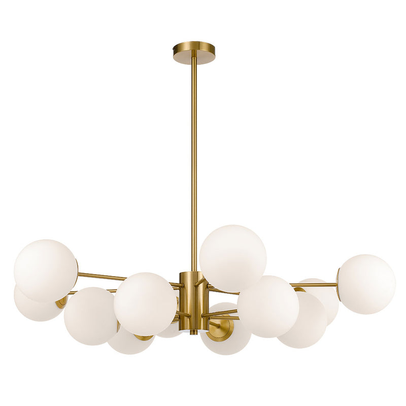 Telbix MARSTEN 12 PENDANT LIGHT - Antique Gold / Opal Matt