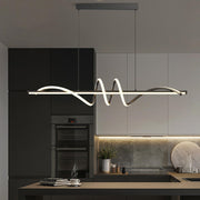 Linear LED Modern Wave Chandelier Black Dimmable Island Light CL-MW