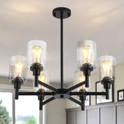 Modern Black 6-Light Glass Chandelier Industrial Farmhouse Ceiling Light CL-LGSC