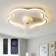 White 20" Ceiling Fan with Lights Remote Smart LED 6 Speeds Reversible Motor CF-YDCL