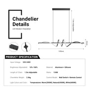 Linear LED Modern Wave Chandelier Black Dimmable Island Light CL-MW