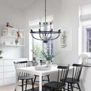 12 Lights Candle Chandelier Black Farmhouse & Industrial Pendant CL-12HCCB