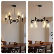 Modern Black 6-Light Glass Chandelier Industrial Farmhouse Ceiling Light CL-LGSC