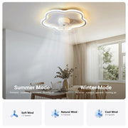 White 20" Ceiling Fan with Lights Remote Smart LED 6 Speeds Reversible Motor CF-YDCL