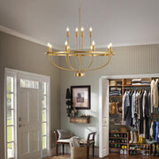 12 Lights Candle Chandelier Gold Farmhouse & Industrial Pendant CL-12HCCG