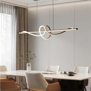 Linear LED Modern Wave Chandelier Black Dimmable Island Light CL-MW