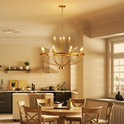 12 Lights Candle Chandelier Gold Farmhouse & Industrial Pendant CL-12HCCG