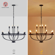 12 Lights Candle Chandelier Black Farmhouse & Industrial Pendant CL-12HCCB