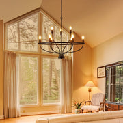 9 Lights Candle Chandelier Black Farmhouse & Industrial Pendant CL-9HCCB