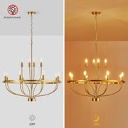 12 Lights Candle Chandelier Gold Farmhouse & Industrial Pendant CL-12HCCG