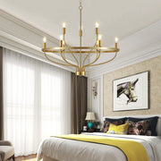 9 Lights Candle Chandelier Gold Farmhouse & Industrial Pendant CL-9HCCG